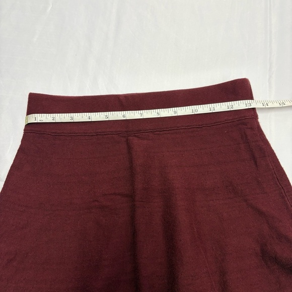 Talula by Aritzia Flare Skater Mini Skirt Maroon Red 100% Cotton Small Fall - Picture 8 of 9